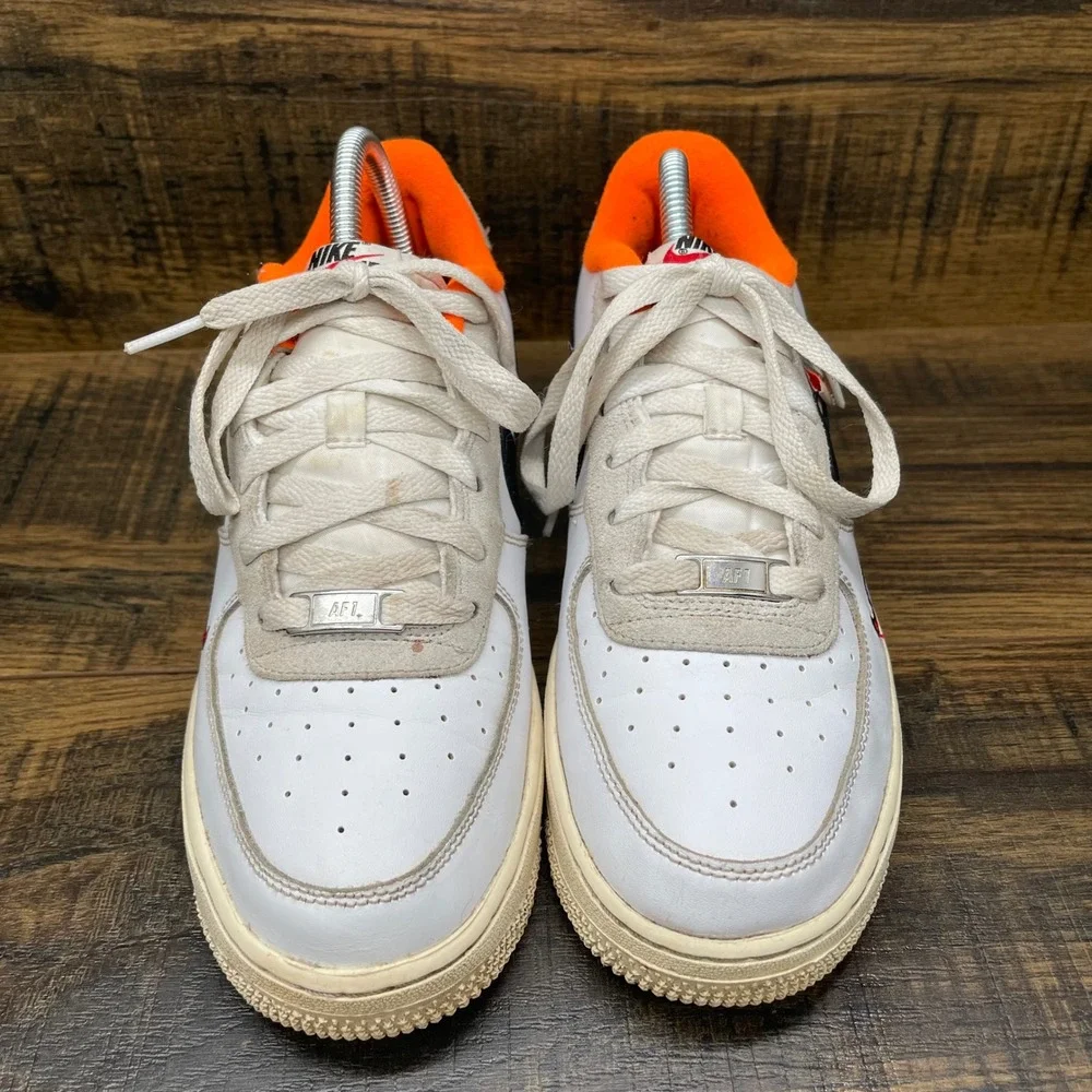NIKE Air Force 1 LV8 Low Sneakers GS 7Y Womens 8.5 White Black Orange